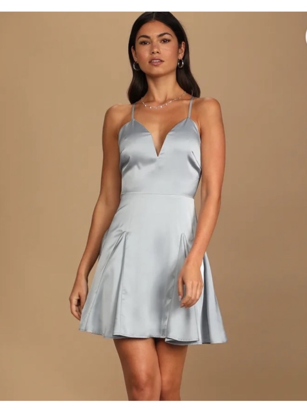 Lulus Light Blue Satin Mini Dress L